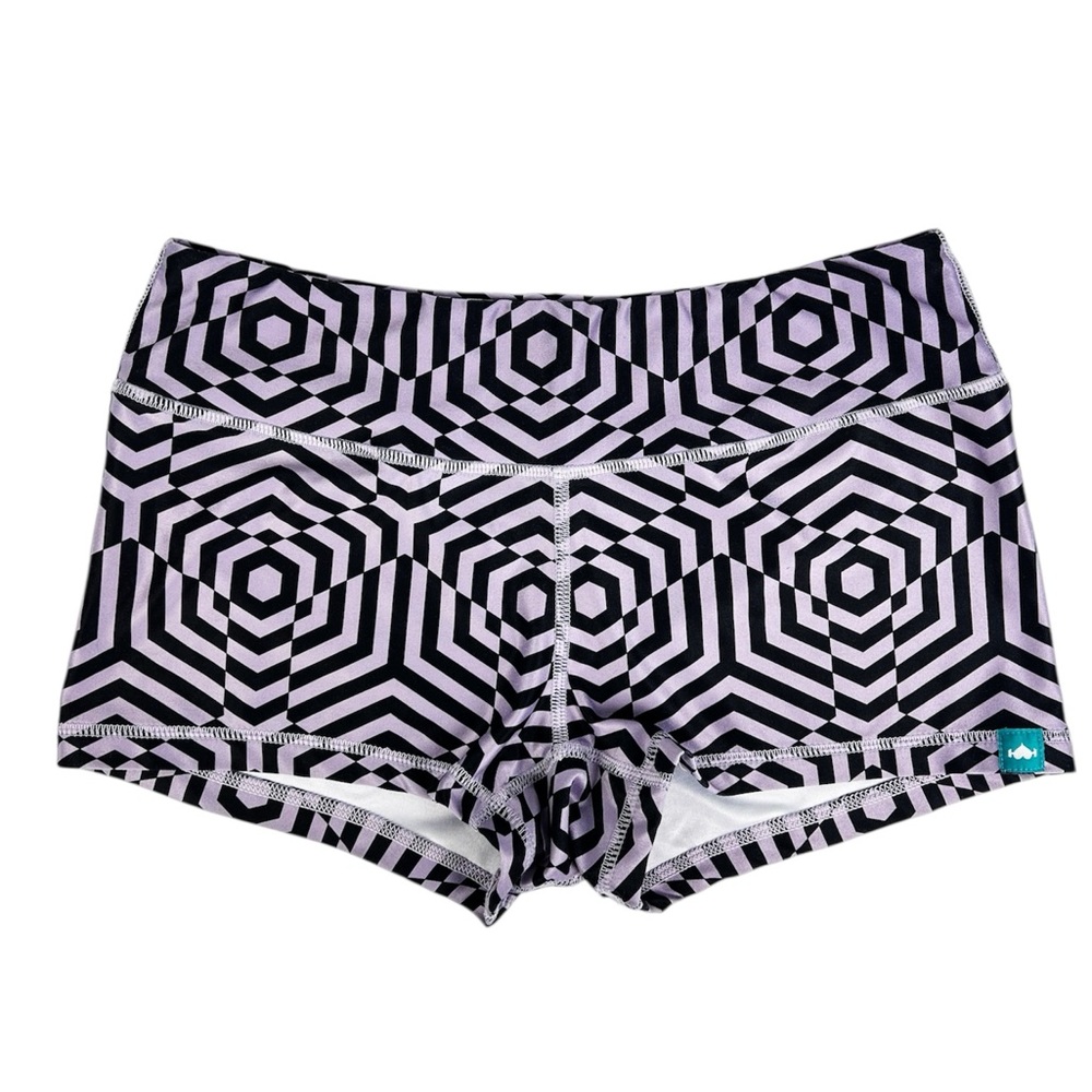Wodbottom Purple Grey Kaleidoscope Geometric Shorts 2.5" CrossFit Size Medium